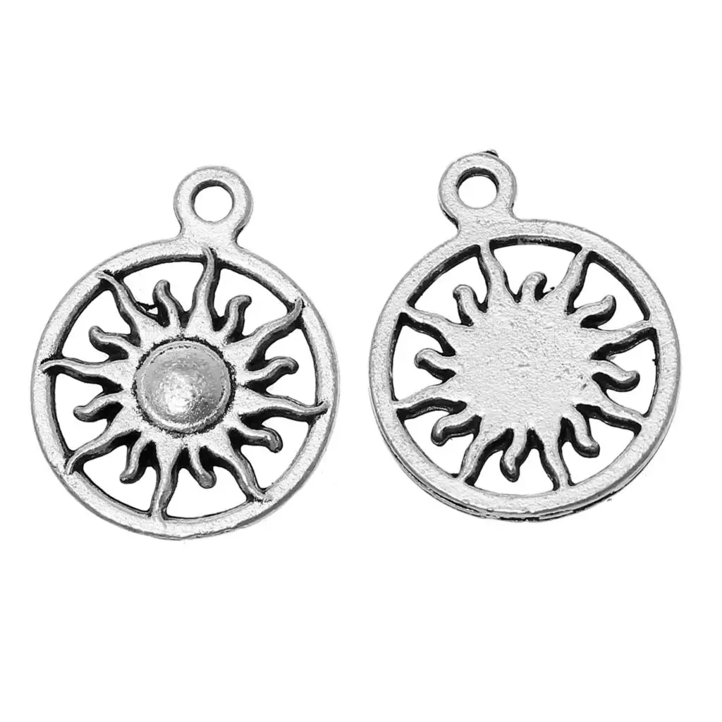 Подвески DoreenBeads круглые подвески из металлического сплава серебристые с узором