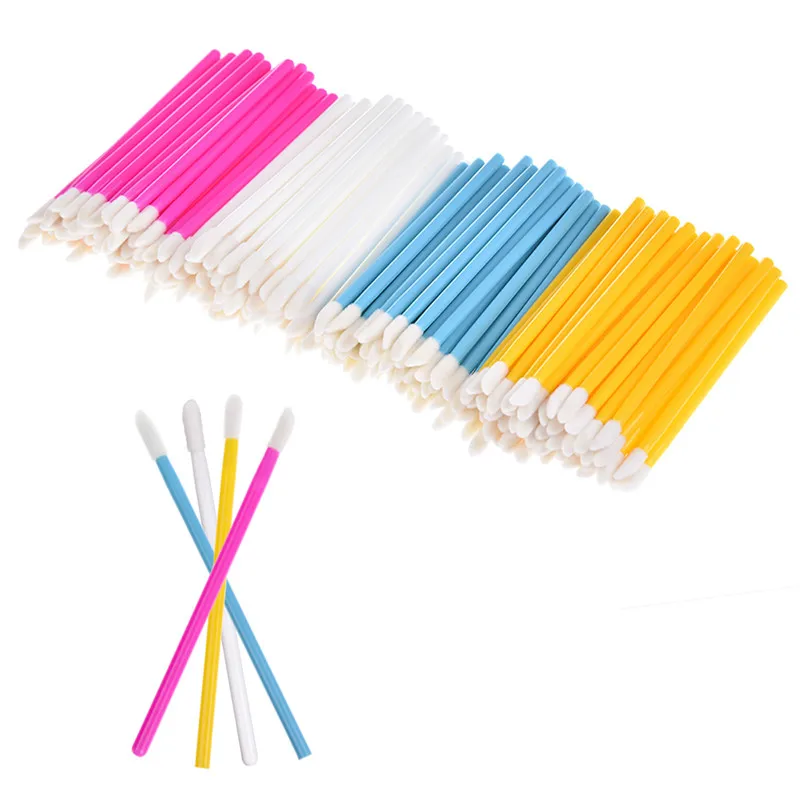 50Pcs/Pack Disposable Lip Brush Kit Flurry Head Eyelash Cosmetics Make Up Tools Lipstick Gloss Wands Applicator 4Colors | Красота и