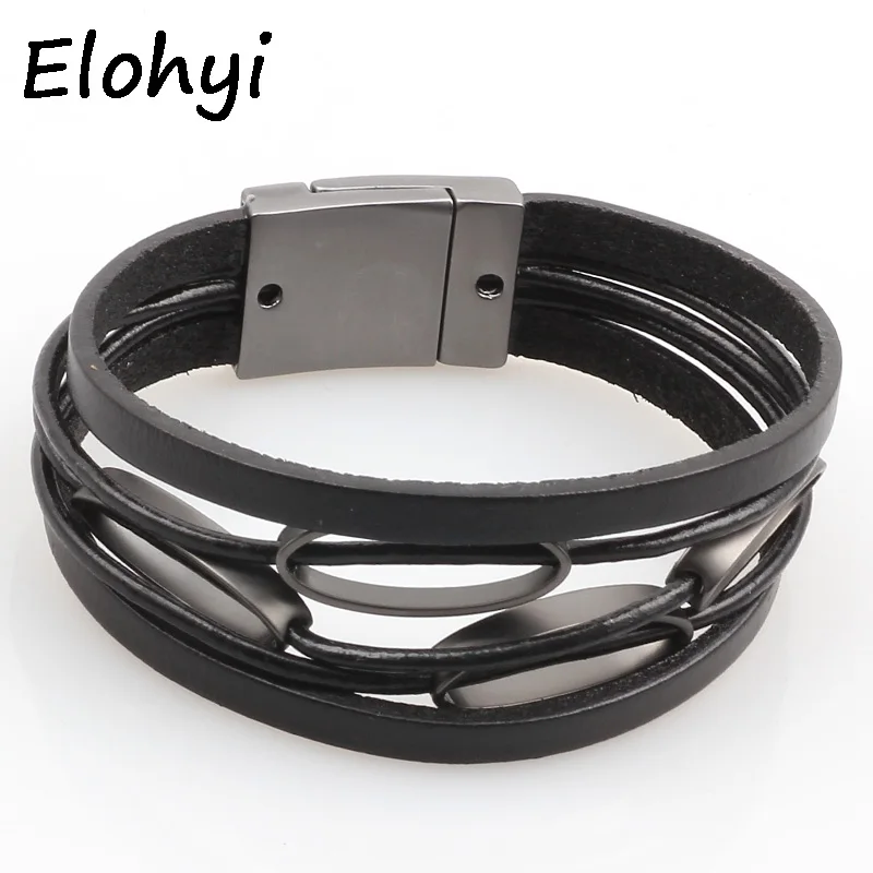 Женский кожаный плетеный браслет elohii элегантный с магнитной пряжкой Ювелирное