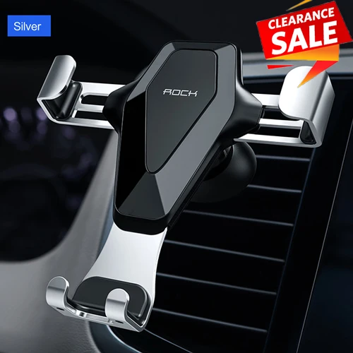 ROCK Gravity Air Vent держатель для iPhone X XS MAX, автомобильный держатель для телефона, автомобильный держатель для мобильного телефона, подставка для samsung - Цвет: Серебристый