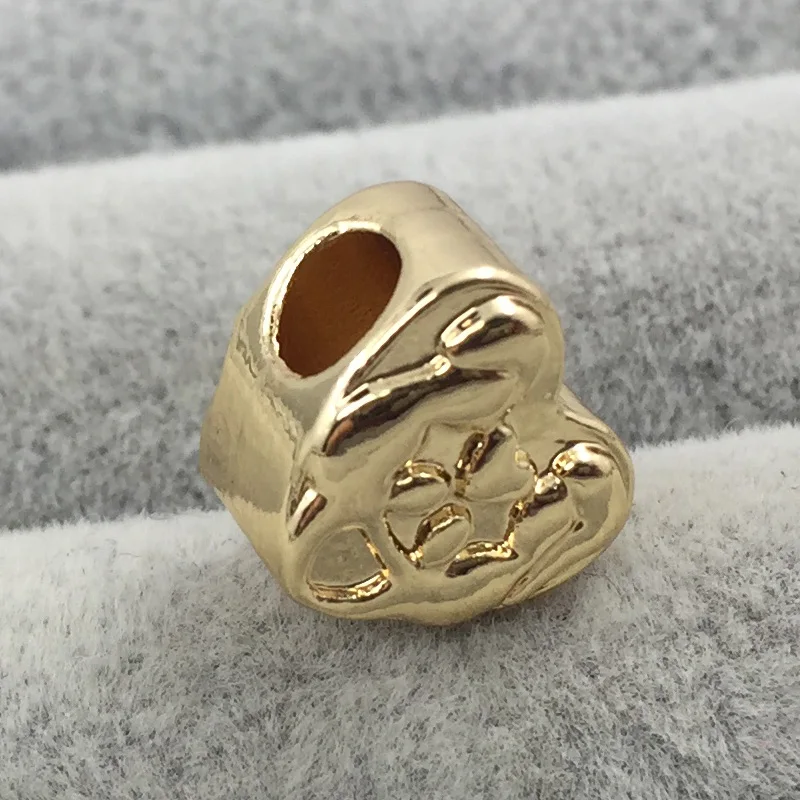 DIY Золото-цвет любви сердце Талисманы Европейский Бусины Fit Pandora Браслеты и