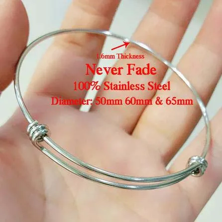 Topvekso Браслет манжета из нержавеющей стали DIY с подвеской и проводным кабелем