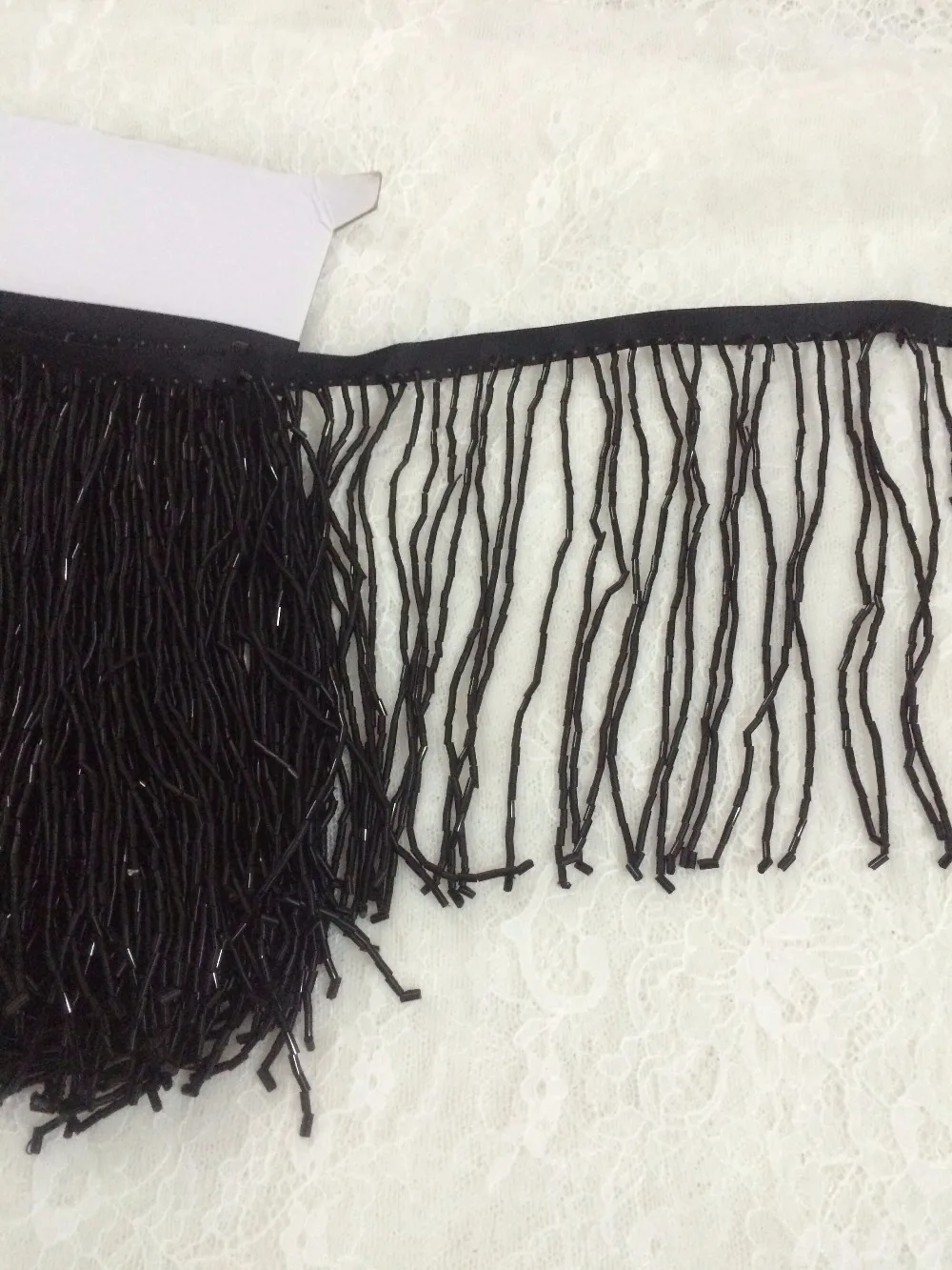 Лидер продаж черная бахрома из бисера лента с отделкой кружевная отделка длина 15