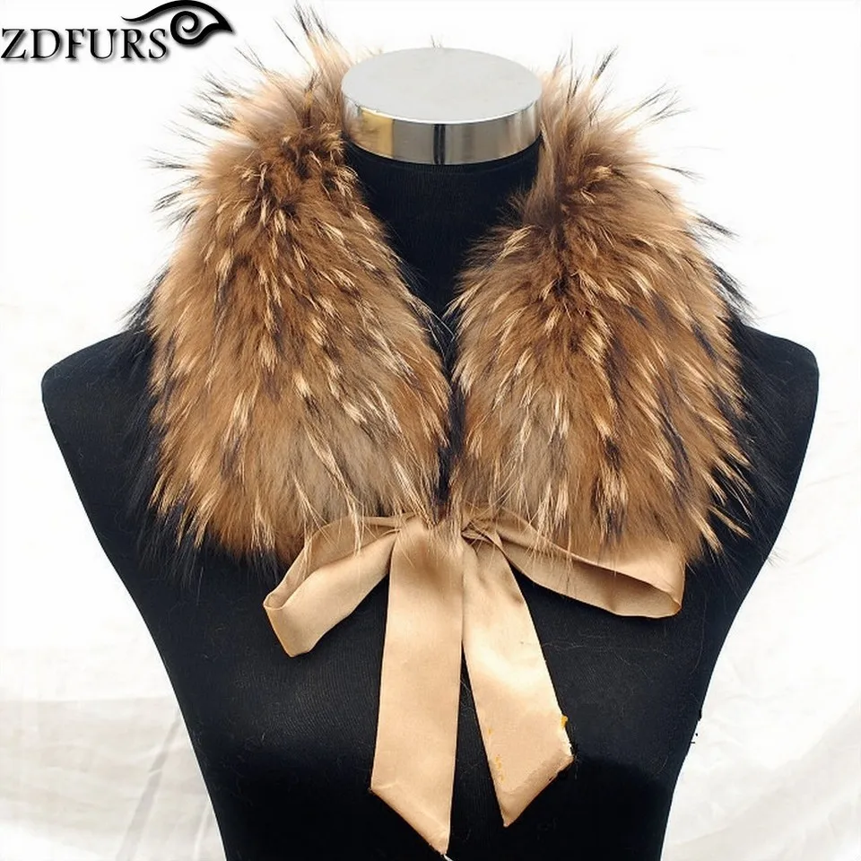 ZDFURS* меховой воротник из натурального меха енота, меховой шарф для зимы, меховой воротник из меха енота для шерстяного пальто ZDC-163012