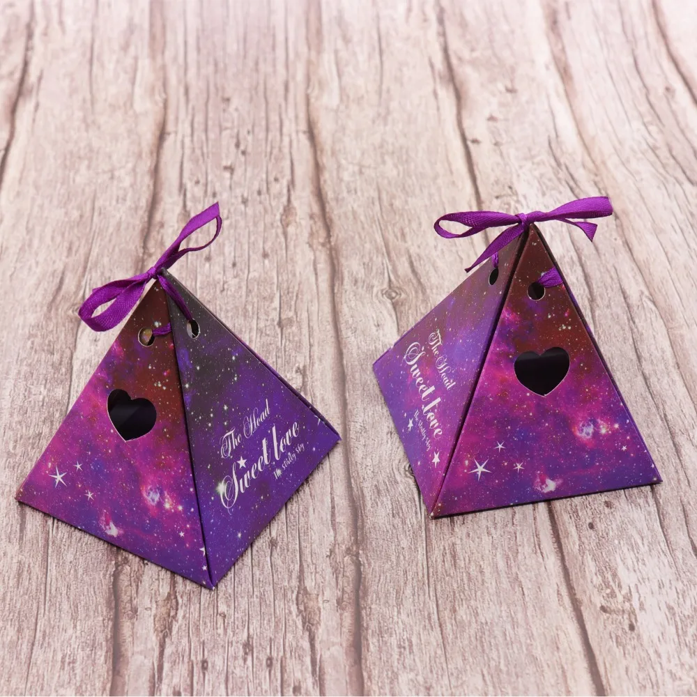 Синяя звездное небо пирамида конфетная коробка для помолвки свадьбы