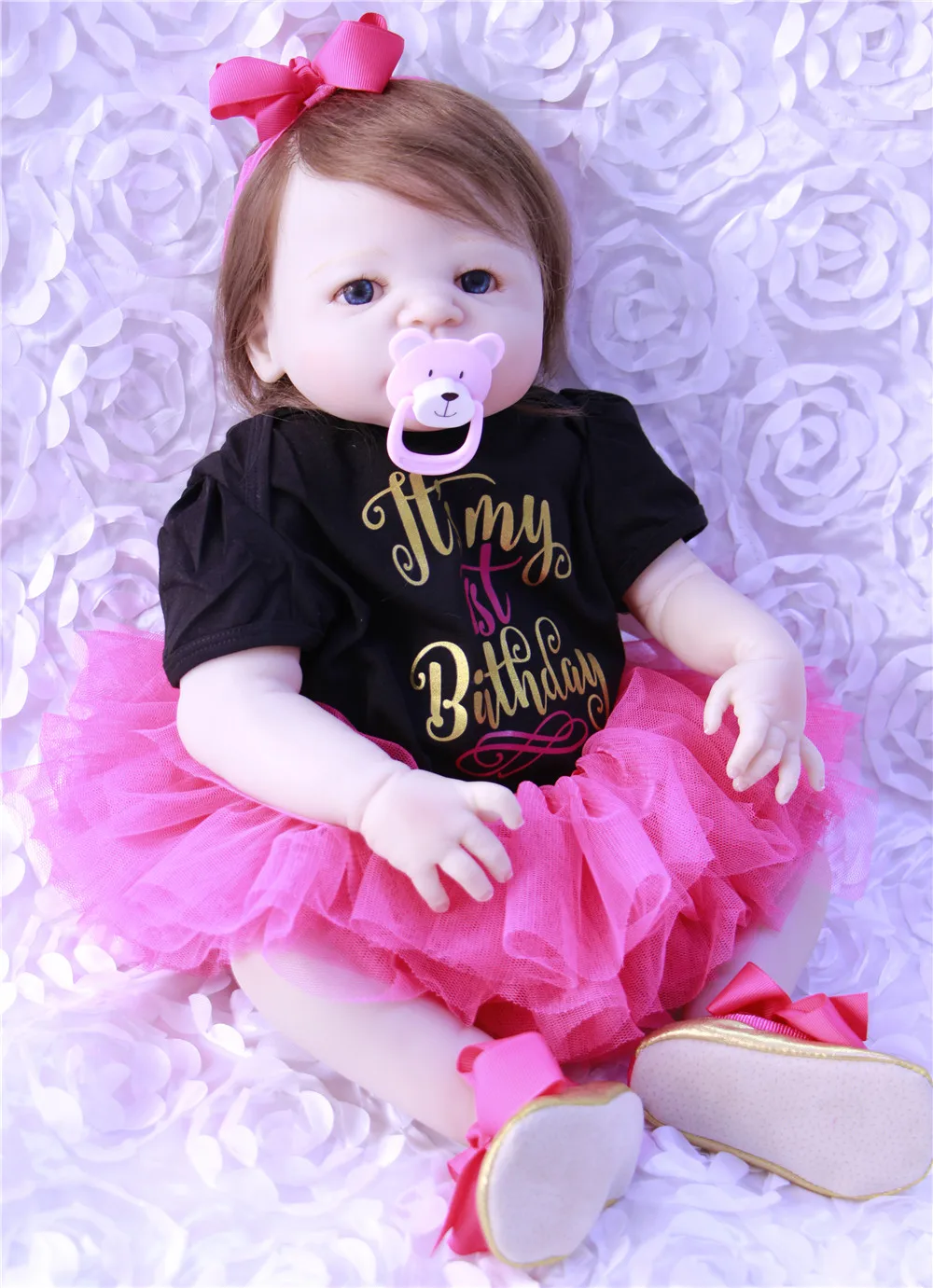 

Super real full silicone dolls reborn baby 23" lifelike newborn princess girl Reborn menina boneca can bathe toy doll gift