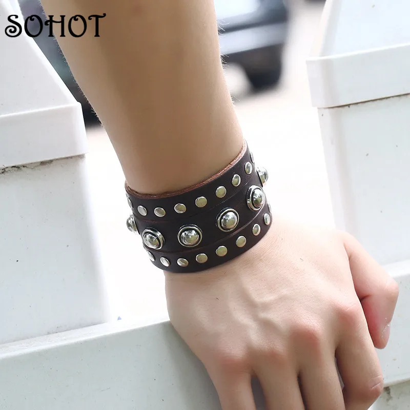 SOHOT панк стиль ювелирные изделия широкий пояс кожаный регулируемый размер