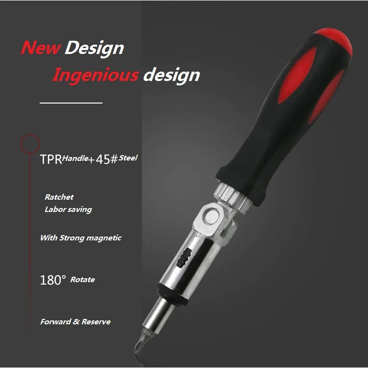 Ratchet Screwdriver 180 Degree T-type Foldable Screwdriver Set 1/4 Hex Interface Lock Disassemble Screwdriver Maintenance Tools