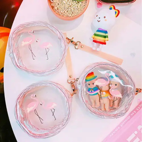 Круглые прозрачные сумочки для макияжа органайзер мелочи водонепроницаемый