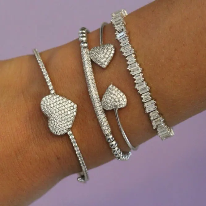 Браслет для тенниса с кубическим цирконием и цепочкой | Украшения аксессуары