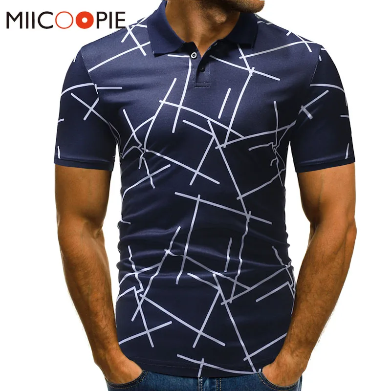 Новинка 2018 летние мужские поло с диагональными полосками повседневные рубашки