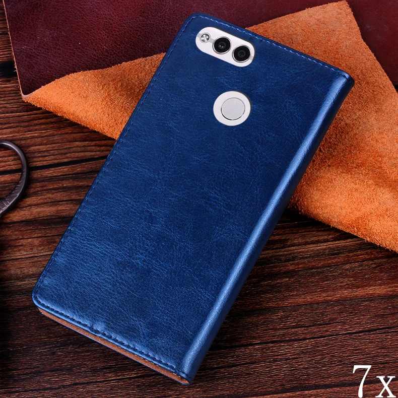 Флип-чехол из натуральной кожи с подставкой для Huawei Honor 7X роскошный мобильный
