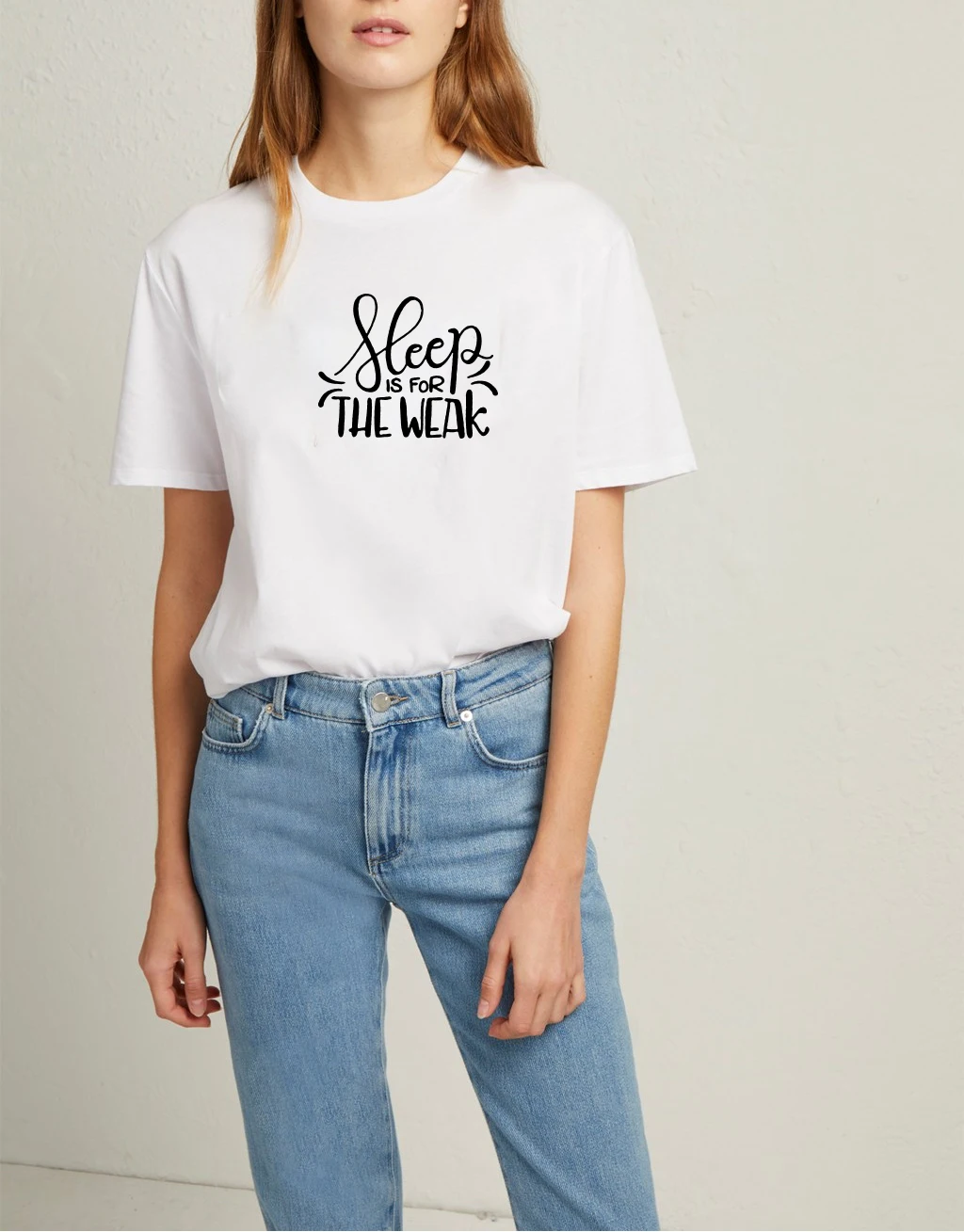 Женская футболка в стиле Харадзюку SLEEP IS FOR THE WEAK уличная хлопковая женские черно