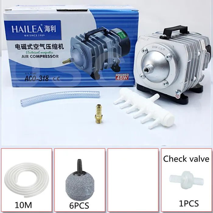 HAILEA ACO-318 A SET HAILEA ACO 208 308 318 воздушный компрессор рыбный пруд надувной аэрационный насос жареная утка насосная многофункциональная Электромагнитная - Цвет: HAILEA ACO-318 A SET