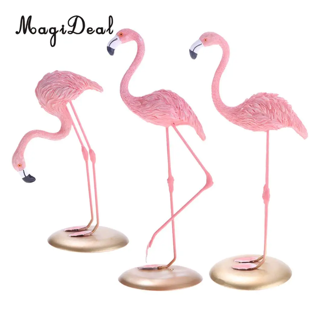 

Pink 3 Styles Standing Flamingo Birds Animal Statue Ornament Art Collectiable Figurine Miniatures Decor Landscape
