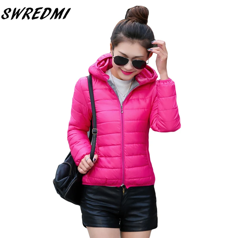 Женская куртка с капюшоном SWREDMI короткая стеганая хлопковая парка толстая