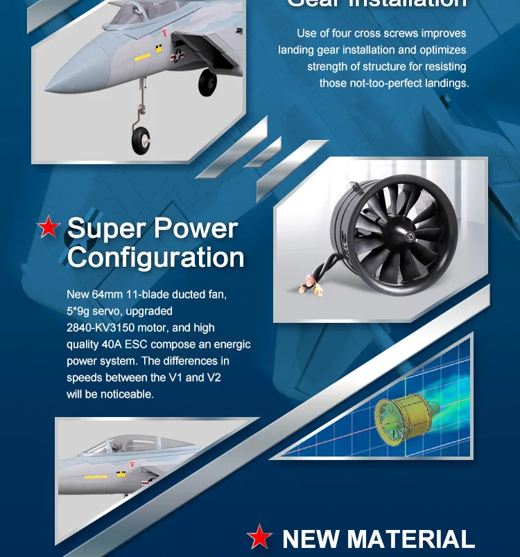 Радиоуправляемый самолет FMS 64 мм F15 F-15 V2 Eagle Ducted Fan EDF Jet Sky Camo 4S масштаб Warbird модель истребителя Хобби Самолет авиация Avion PNP