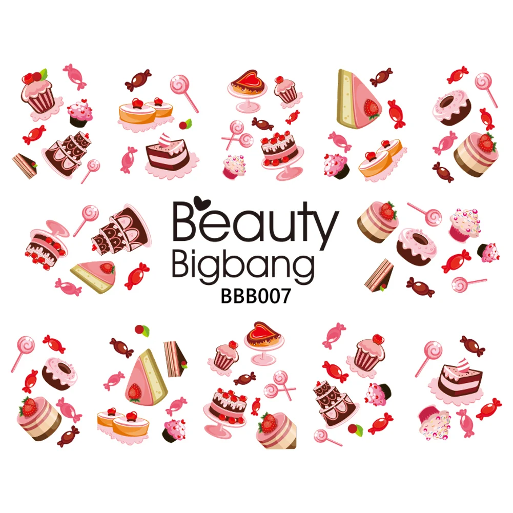 BEAUTYBIGBANG наклейки для ногтей слайдеры десерт леденец Конфеты шаблон Водные Наклейки DIY Рождество Дизайн ногтей украшения