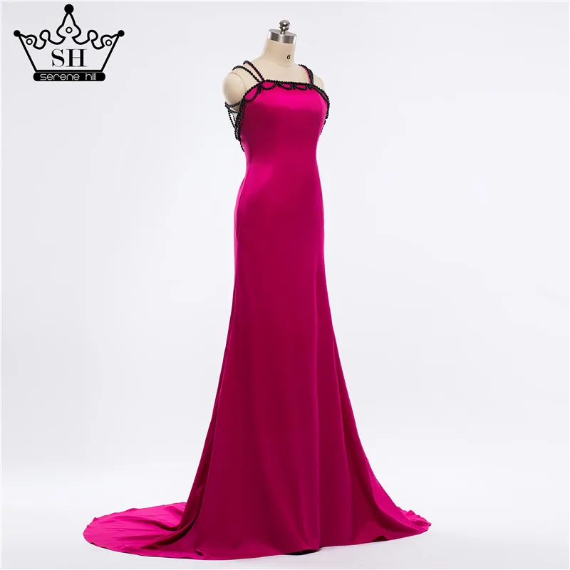 Женское вечернее платье-русалка розовое длинное платье с бисером расшитое в