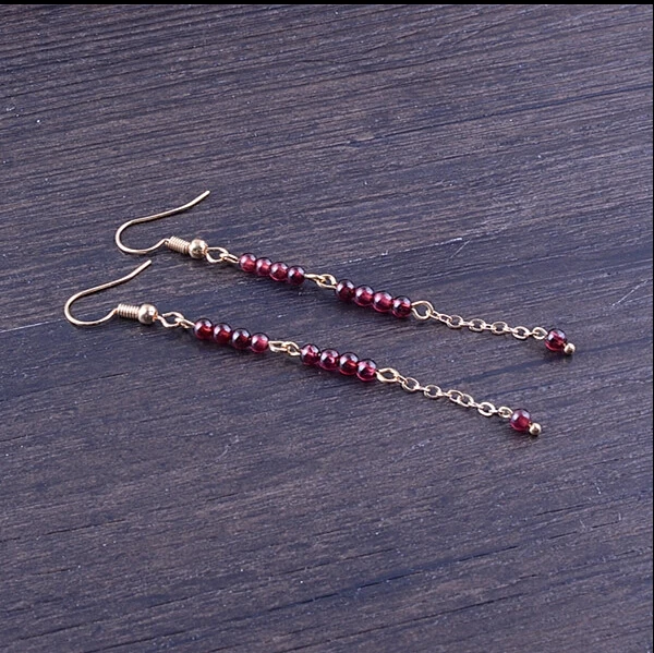 ZCD серьги 509 + оригинальный винтажный гранат длинный корейский темперамент все