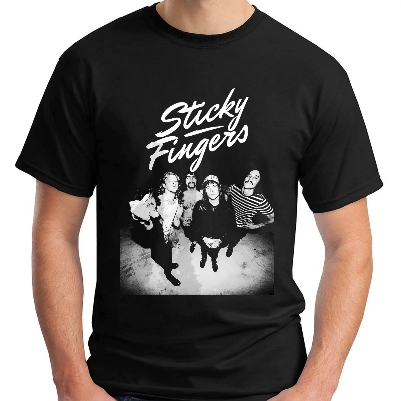 Новый Sticky Fingers запад способ короткий рукав черный Для мужчин футболка Размеры S