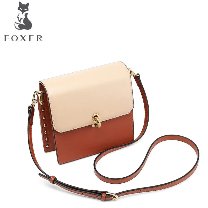 FOXER 2019 новая кожаная Ретро Маленькая квадратная сумка модная на плечо с