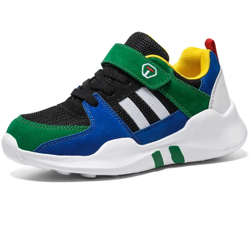 Green Boy Shoes Кроссовки для мальчиков; трендовые Дышащие Детские кроссовки с мягкой нескользящей подошвой; детская спортивная обувь; Уличная обувь для мальчиков; прогулочная обувь красного цвета - Цвет: Green Boy Shoes