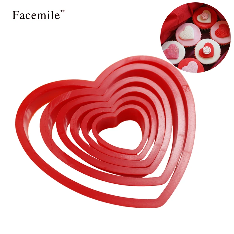 Facemile 6 шт./компл. Любовь Пластик сердце пресс печенье резак набор помадка Sugarcraft