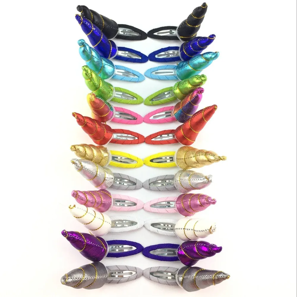 Рог Единорог детский металлический золотистый/серебристый с зажимами 36