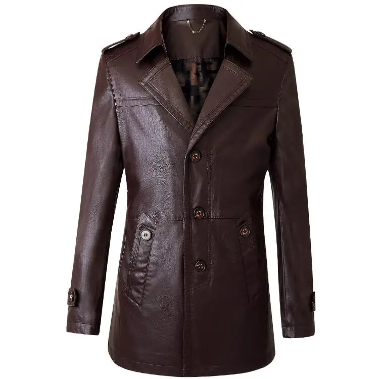 Модный длинный кожаный тренчкот для отдыха на зиму 2019|coat man 2016|leather trench coat menmens leather
