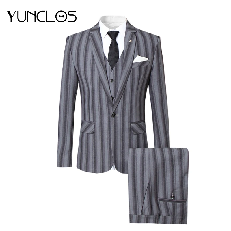 YUNCLOS ретро Британский Стиль Свадебные облегающие мужские костюмы 3 предмета