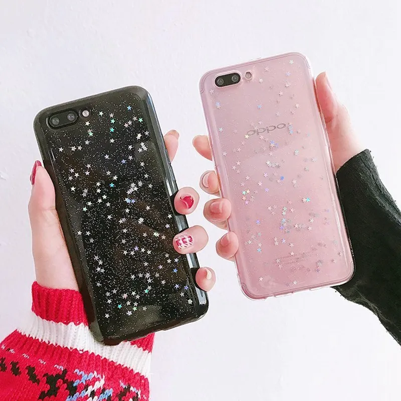 Чехол для OPPO R9S R9 R11 R11S R11SPLUS прозрачный мягкий силиконовый чехол с блестящими