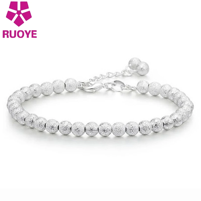 Женский браслет из серебра 925 пробы с матовыми бусинами|bracelets for|bead braceletcharm bracelet |