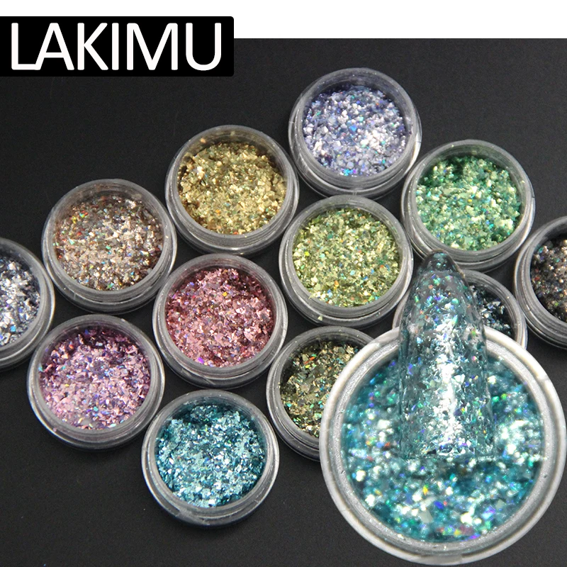 LAKIMU 1 бокс/г Микс УФ гель для ногтей Блестящий порошок пыль лак маникюра украшения