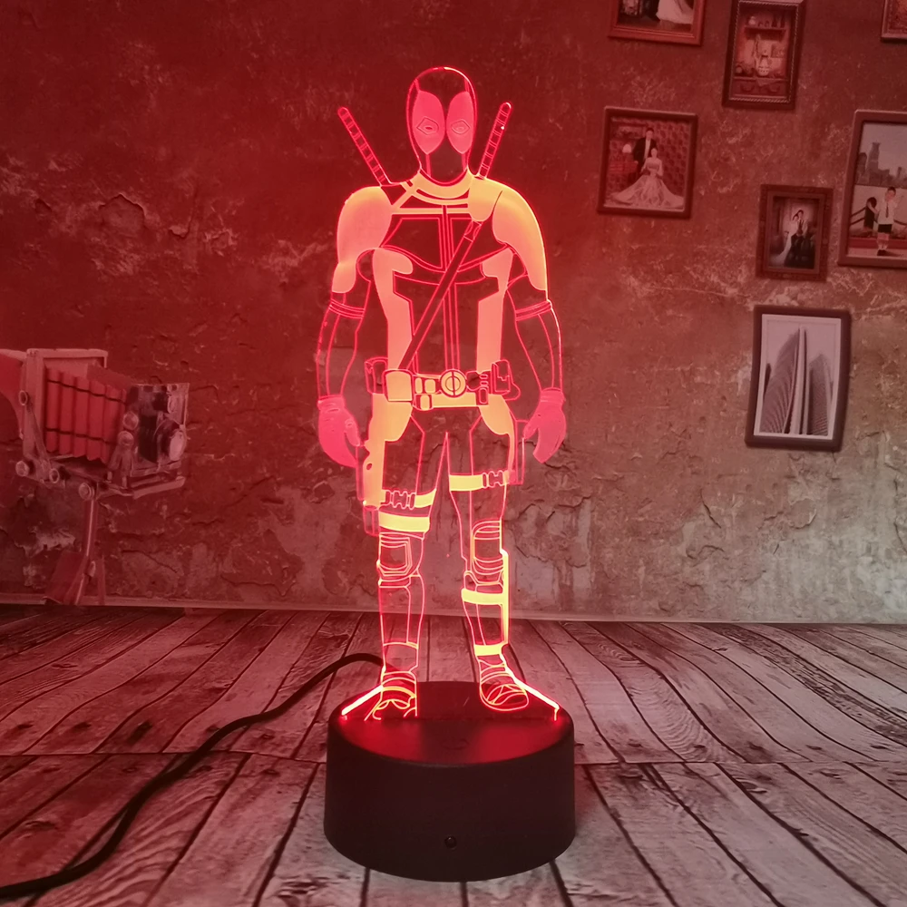 Дропшиппинг Энергосбережение Marvel Deadpool функция LED 3D ночник 7 видов цветов
