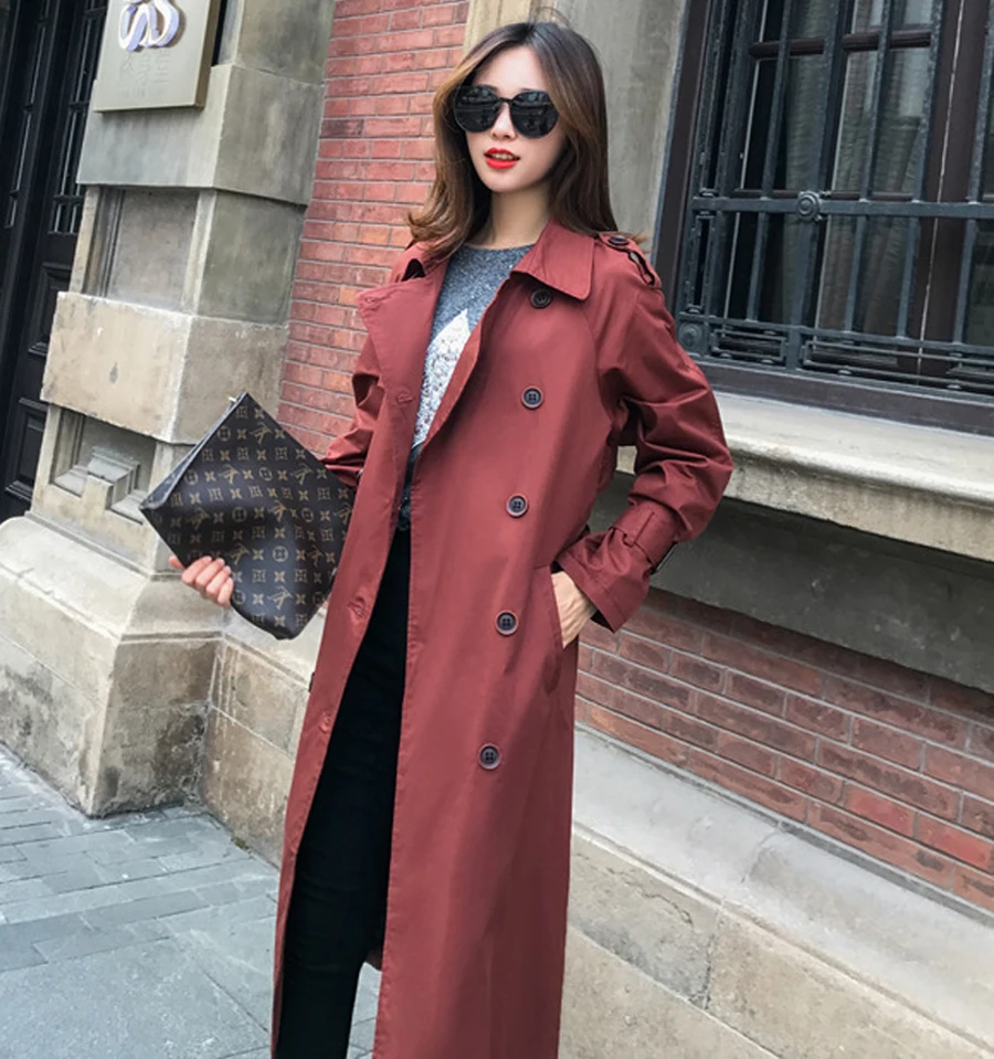 2018 Spring Autumn New Women's Casual Long trench coat oversize Double Breasted Vintage Washed Outwear Loose Clothing X-long | Женская