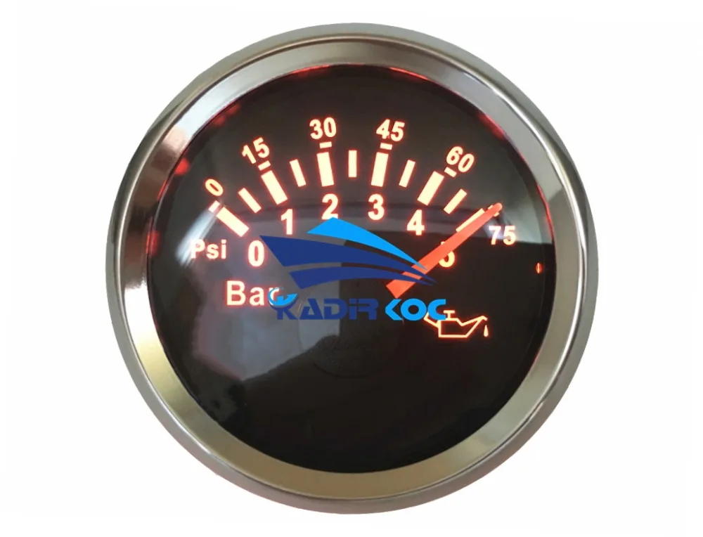 Упаковка из 1 морских масляных манометров 0-5bar 52 мм масляные манометры 0-75Psi водонепроницаемый ЖК-дисплей для авто корабля RV