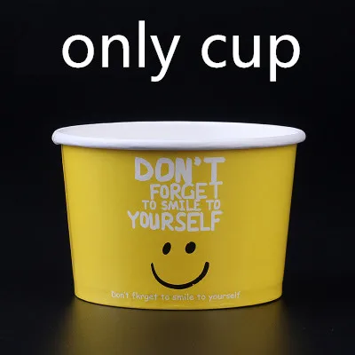 yellow cup 50 шт одноразовые креативные бумажные стаканчики для мороженого, фруктов, йогурта, десерта, молочного коктейля, упаковочные стаканчики с пластиковыми крышками, сделай сам, упаковка на вынос - Цвет: yellow cup