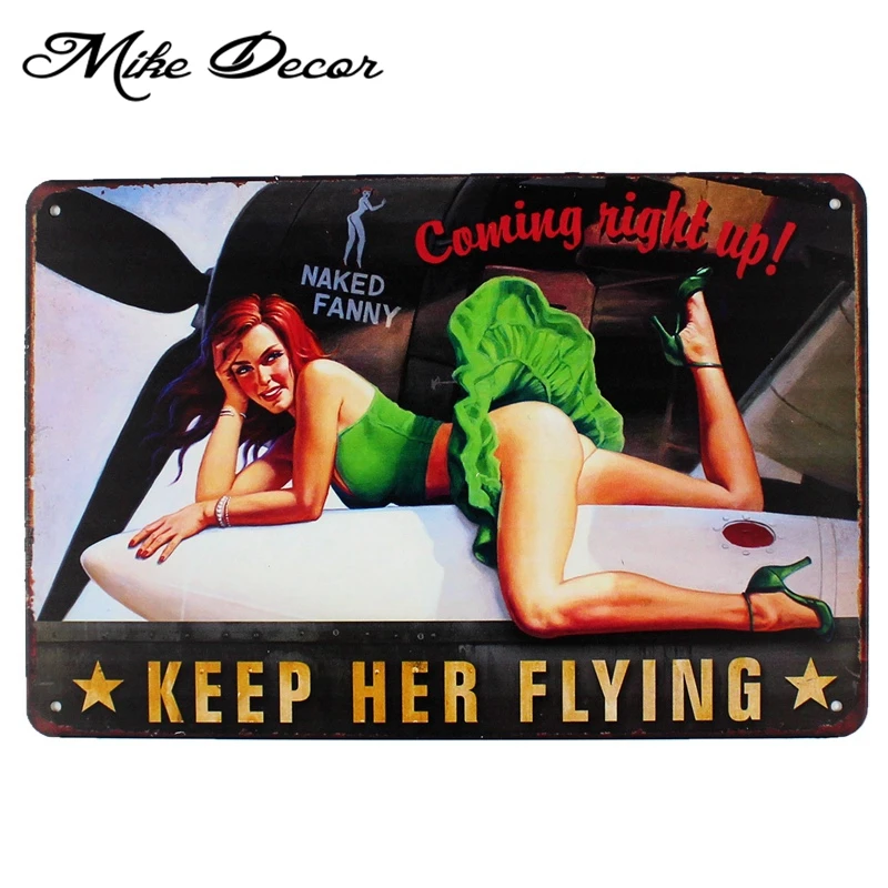 [Mike86] Pinup wings Keep FLYING металлические постеры винтажный художественный настенный