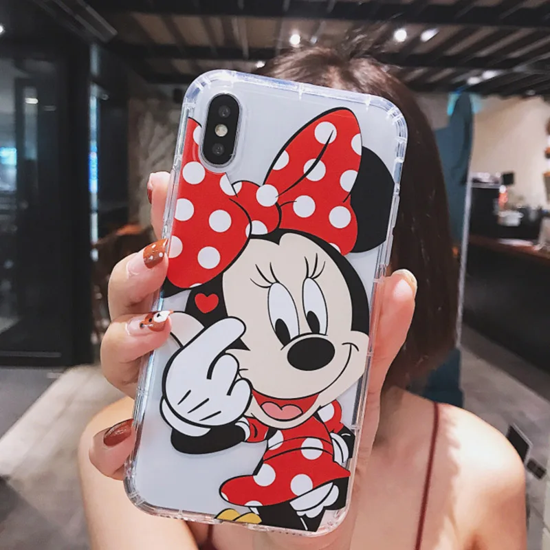Minnie Мягкий чехол для телефона с милым рисунком Микки и Минни для iphone 11Pro XR XS MAX 6 6s 8X7 Plus, прозрачный противоударный чехол из ТПУ для iphone 7 8 - Цвет: Minnie