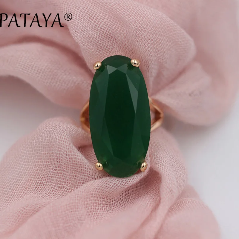 PATAYA новая невеста 585 розовый Красный тонкий набор зеленых ювелирных украшений Овальный искусственный циркон висячие серьги кольца наборы Женский винтажный ювелирный набор