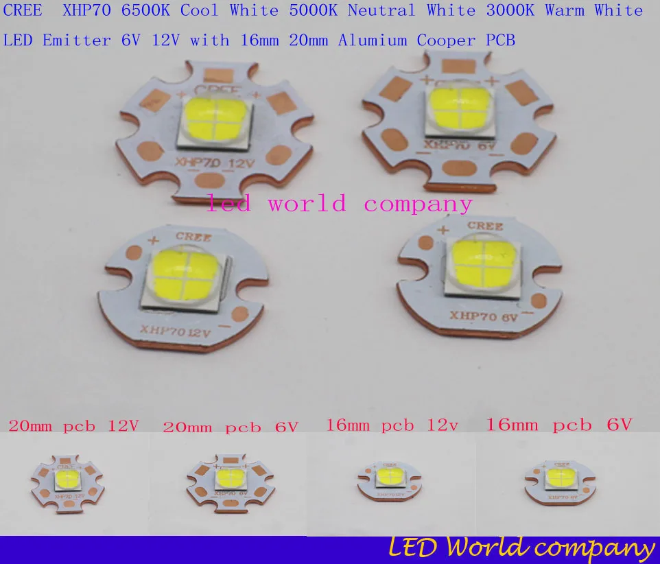 CREE XHP70 6 в или 12 В 6500K холодный белый 5000K нейтральный 3000K теплый светодиод высокой