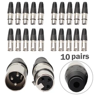 10 pairs mini xlr adapter black 3 pin male plug and female mic jack microphone audio connectors cannon cable terminals connector