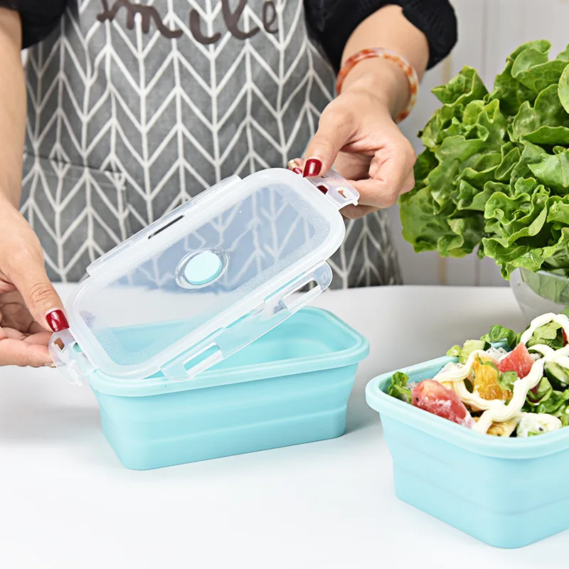 Cokytoop складной силикона Коробки для обедов Портативный Кемпинг Microwavable Bento Еда