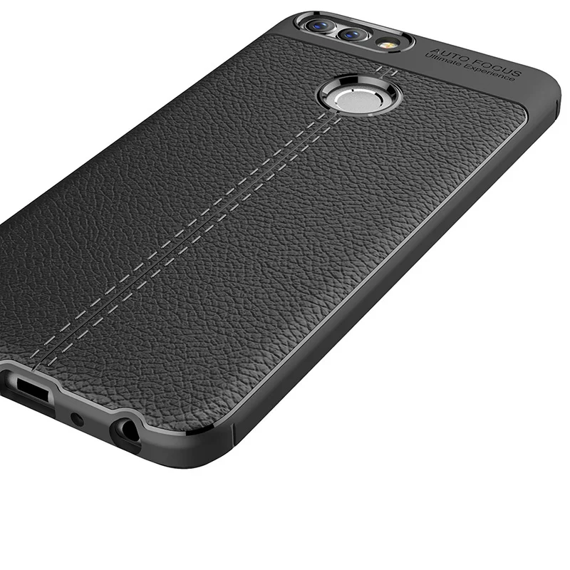 Умный чехол для huawei P силиконовый кожаный с рисунком личи TPU Enjoy 7 s FIG-LX1 Coque etui PSmart |