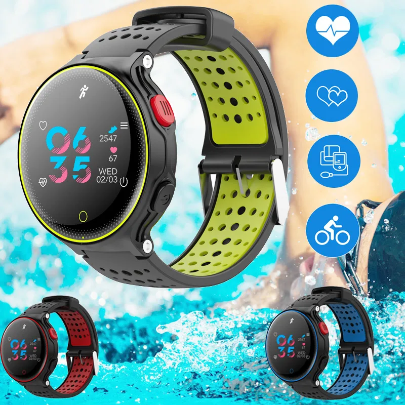 AOSMAN X2 Plus цветной экран для плавания на велосипеде спортивные часы Bluetooth