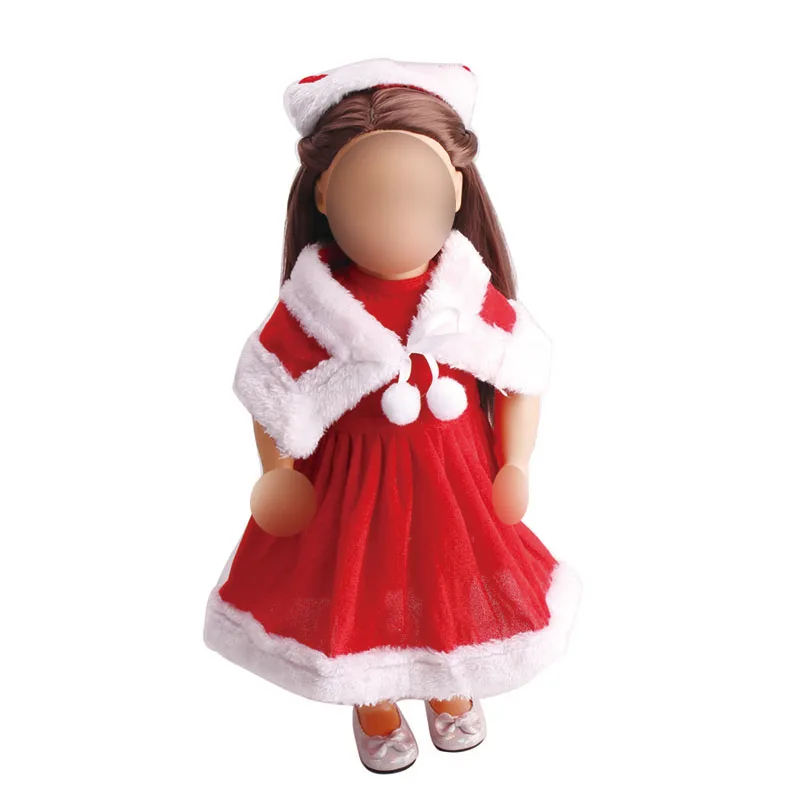 18-дюймовое платье для куклы девочек фланелевый красный Рождественский костюм