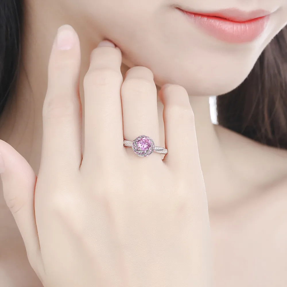 Женское кольцо из серебра 925 пробы с сапфиром и розовым белым топазом|ring size|ring size