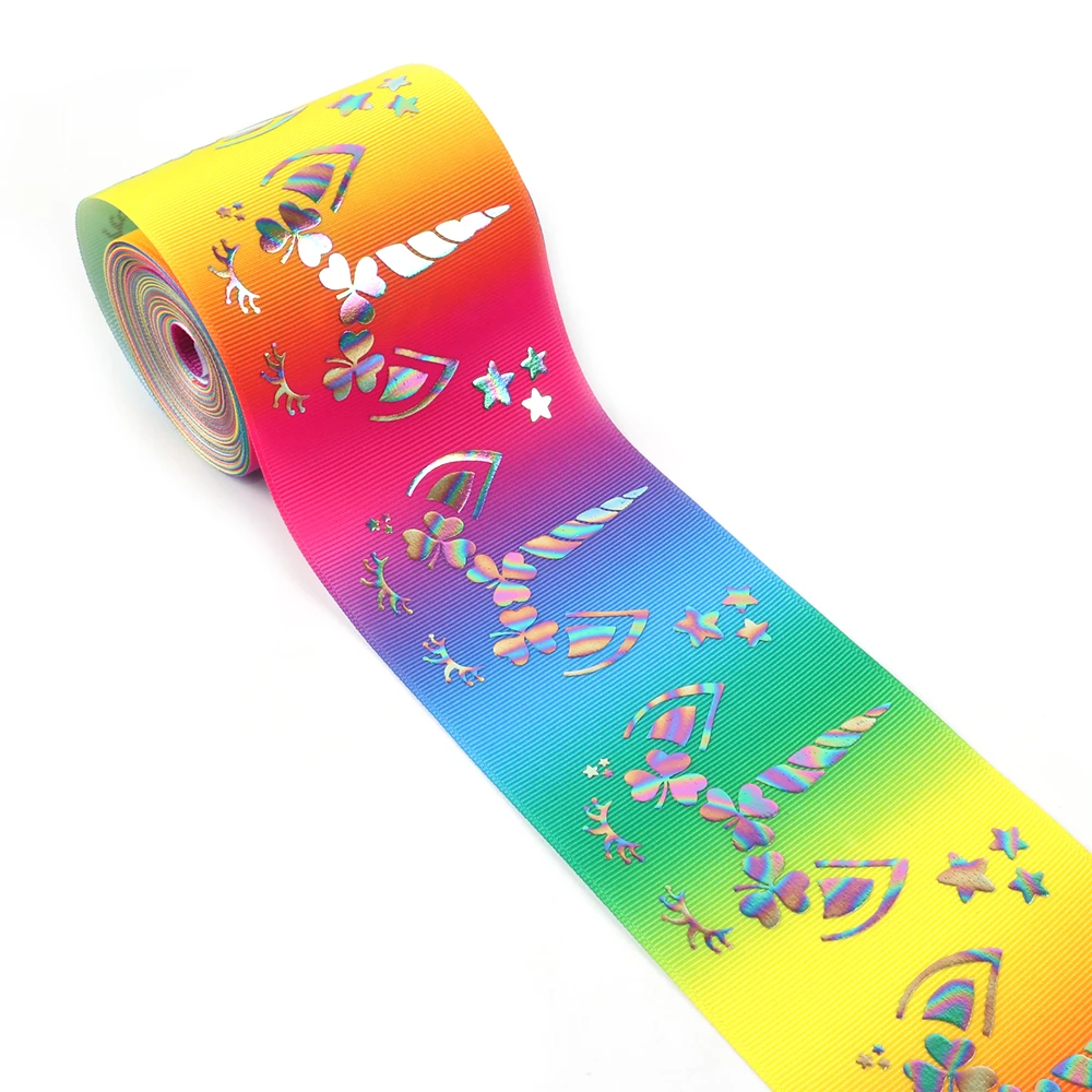 

David accessories 3"75mm Horse Silver laser Hologram Grosgrain Ribbon 50 yards,DIY Hairbow Handmade Materials,50Yc5857