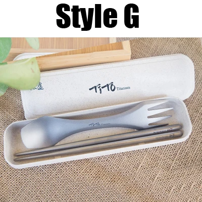 spoon2chopsticksbox TiTo наружная портативная Титановая Ложка подарочный набор титановая вилка Ультралегкая титановая Spork с короткими палочками для еды и соломинкой - Цвет: spoon2chopsticksbox